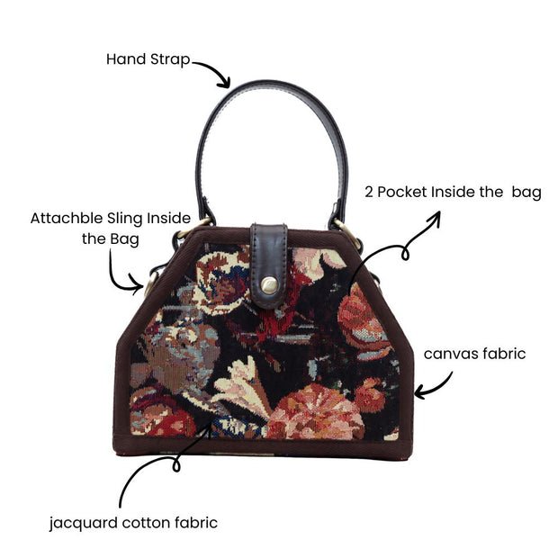 Floral trapezium sling bag