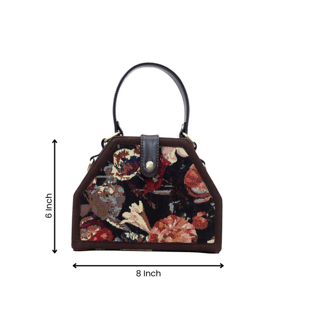 Floral trapezium sling bag