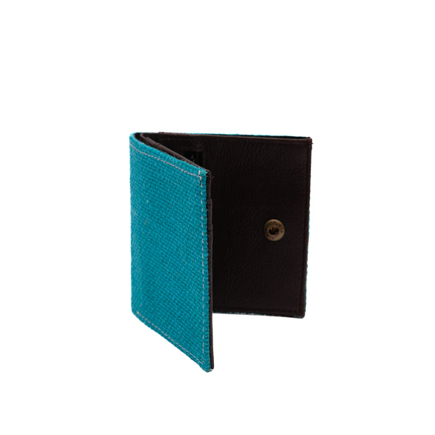 Teal jute wallet