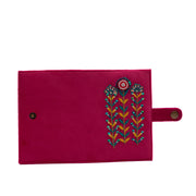 Pink hand embroidered passport cover