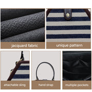 Black and white jacquard trapezium sling bag