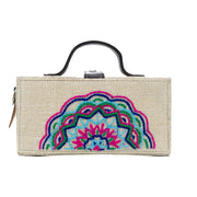 Mandala Hand Embroidered Clutch Bag (jute bag) by gonecase