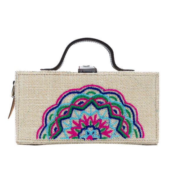 Mandala Hand Embroidered Clutch Bag (jute bag) by gonecase