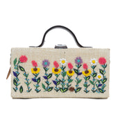 Baagecha hand embroidered natural jute clutch bag