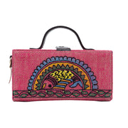 Madhubani Fish Hand Embroidered Clutch Bag (jute bag) by gonecase