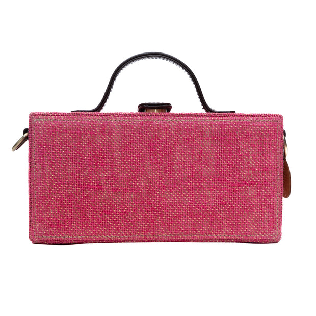 Hamsa Pink Hand embroidered clutch bag (jute bag)