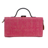 Image of Hamsa Pink Hand embroidered clutch bag (jute bag)