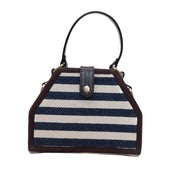 Black and white jacquard trapezium sling bag