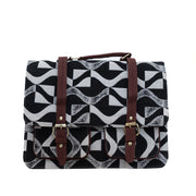 Black and White Cotton jacquard Printed Laptop bag