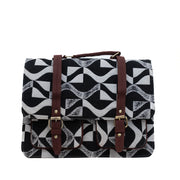 Black and White Cotton jacquard Printed Laptop bag