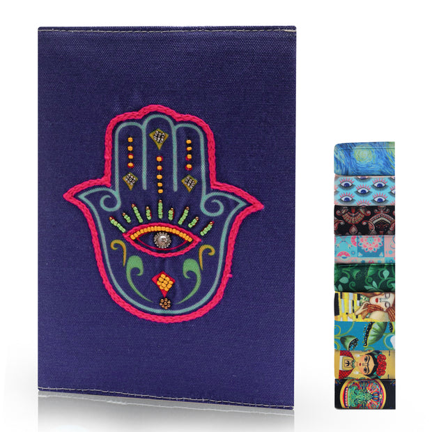 Hamsa hand embroidered diary