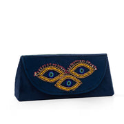 Blue hand embroidered sunglasses cover