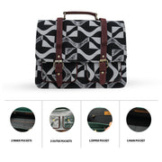 Black and White Cotton jacquard Printed Laptop bag