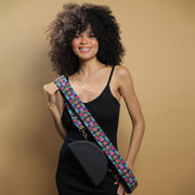 Black floral Printed bag strap