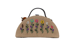 Baagecha Half Round Embroidered Jute Bag made by gonecase