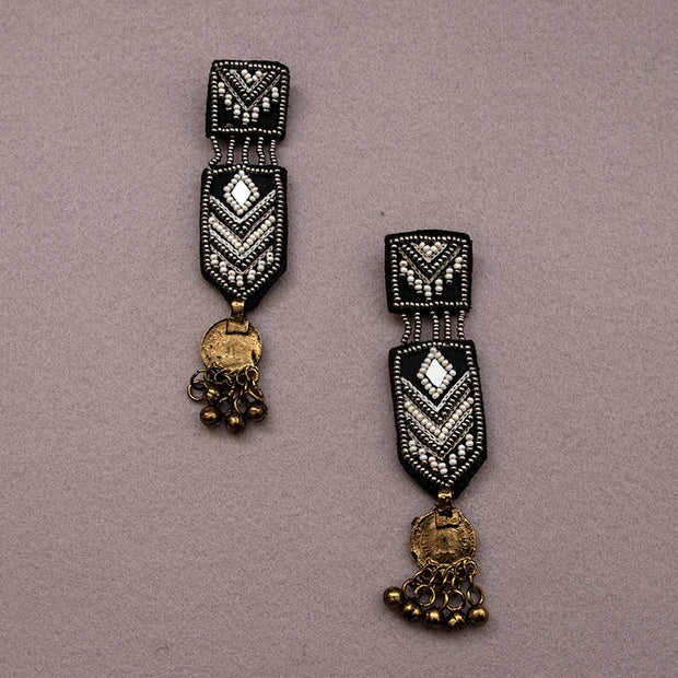 Banjaran black hand embroidered earring