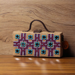 Chakori Hand Embroidered Clutch Jute Bag