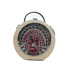 Madhubani Beads Embroidered Sling Round Jute Bag by gonecase