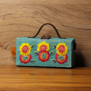 Floral Hand Embroidered clutch bag (jute bag)