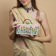 Baagecha hand embroidered natural jute clutch bag