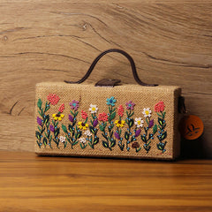 Baagecha hand embroidered natural jute clutch bag
