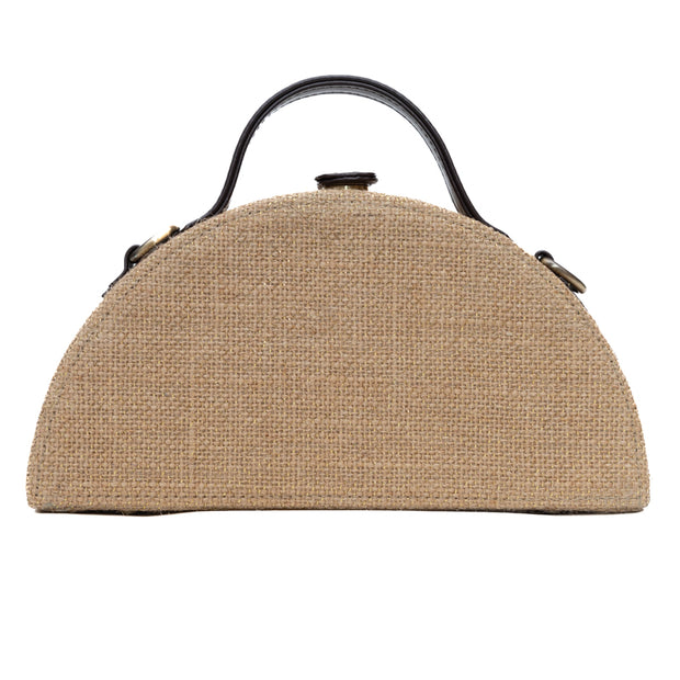 Baagecha Half Round Embroidered Jute Bag