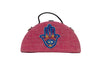 Image of Hamsa Pink Half Round Embroidered Jute Bag by gonecase