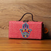 Image of Hamsa Pink Hand embroidered clutch bag (jute bag) 