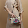 Image of Mandala Hand Embroidered Clutch Bag (jute bag)