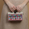 Image of Anokhi Brown hand embroidered clutch bag teal (jute bag)
