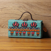 Lotus Madhubani clutch bag (jute bag)