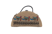 purchase Madhubani Birds Half Round Embroidered Jute Bag from gonecase store