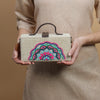 Image of Mandala Hand Embroidered Clutch Bag (jute bag)