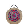 Image of Mandala hand embroidered round red jute bag