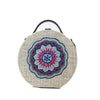 Image of Mandala hand embroidered round jute bag