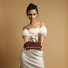 Image of Mayari cherry golden dabka hand embroidered wedding clutch bag for women