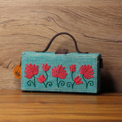 Pichwai Hand Embroidered Clutch Bag (jute bag)