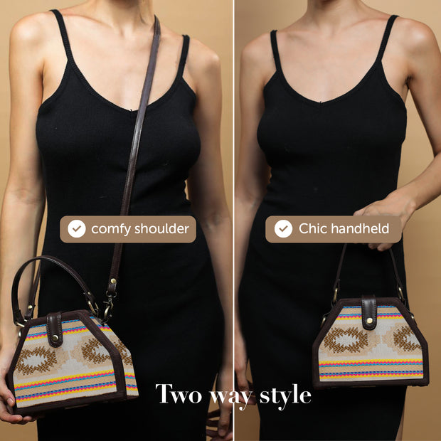 Shades of brown trapezium sling bag style