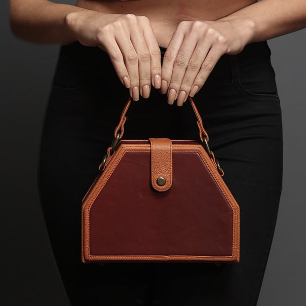 Cherry Handcrafted Trapezium Sling Bag for women