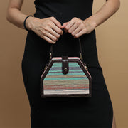 Cotton jacquard trapeze sling bag