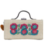 Image of Floral Hand Embroidered clutch bag (jute bag)
