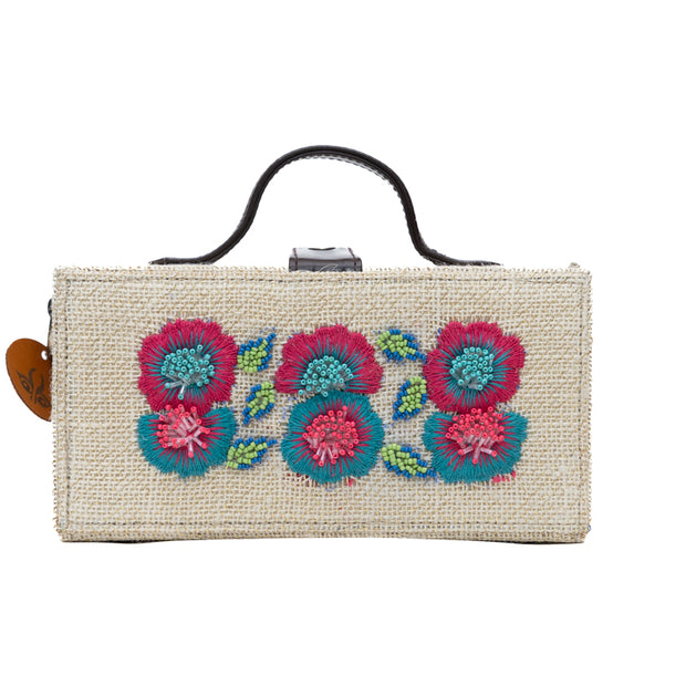 Floral Hand Embroidered clutch bag (jute bag)