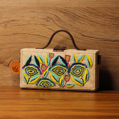 Floret Hand embroidered clutch bag (jute bag)