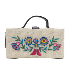 Bouquet Hand embroidered clutch jute bag