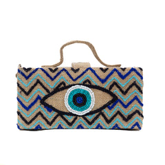 Evil Eye Full Embroidery Jute Bag