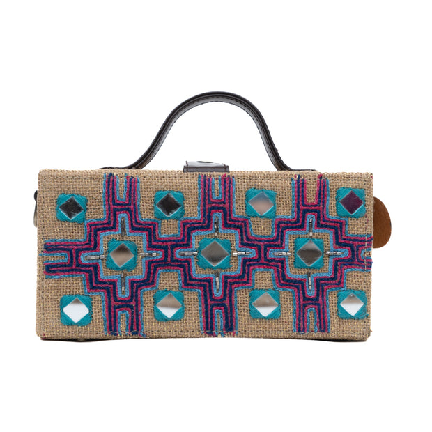 Chakori Hand Embroidered Clutch Jute Bag