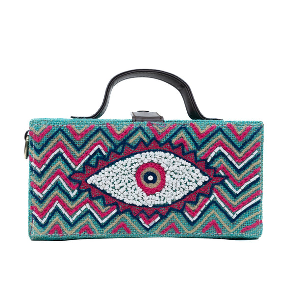 Evil Eye Full Embroidery Jute Bag