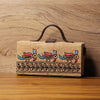Image of Madhubani Bird Hand Embroidered clutch bag (jute bag) by gonecase