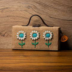 Sunflower Hand Embroidered Clutch Bag by gonecase