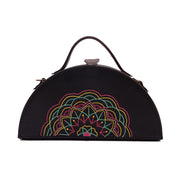 Mandala hand embroidered semi circle clutch bag by gonecase